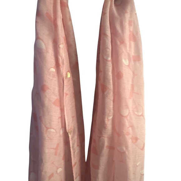 Women’s Pink Wine Glass Print Scarf Lightweight Sheer Wrap Barbiecore Holiday - Picture 4 of 4